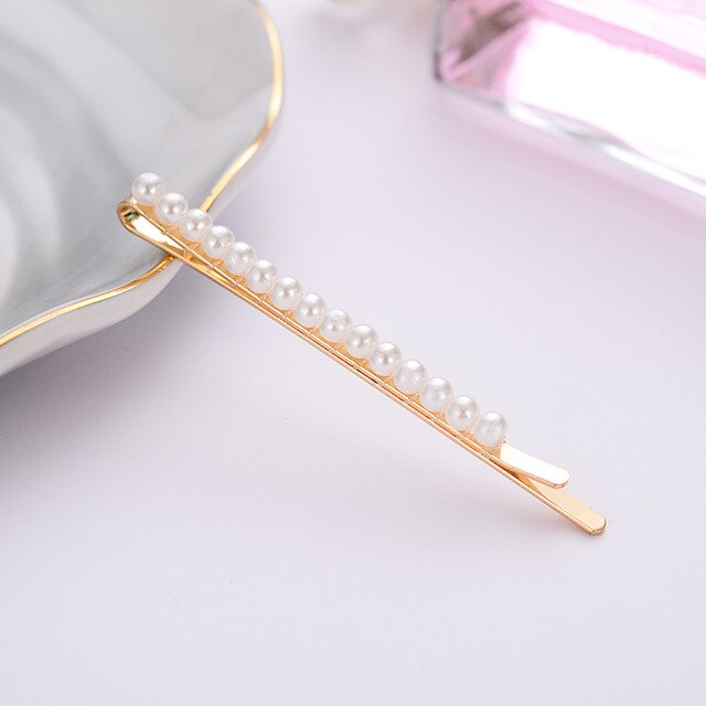 1Set Vrouw Parel Haarspelden Legering Haarspeldjes Geometrische Goud Haar Clip Zoete Hoofddeksels Haarspeldjes Hoofdband Haar Accessoires: c11