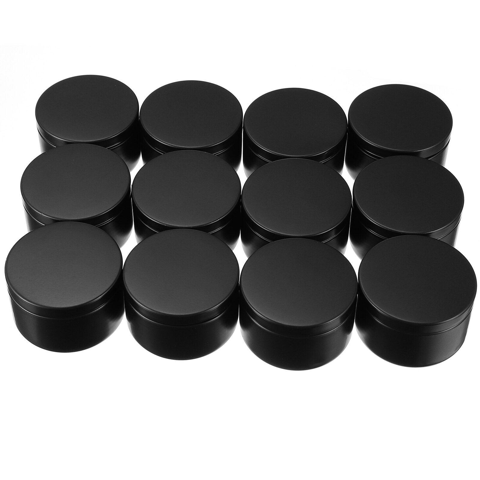 12PCS Candle Tin Travel Tins Round Metal Tins Candle Containers Candle Jars 50ml: Black