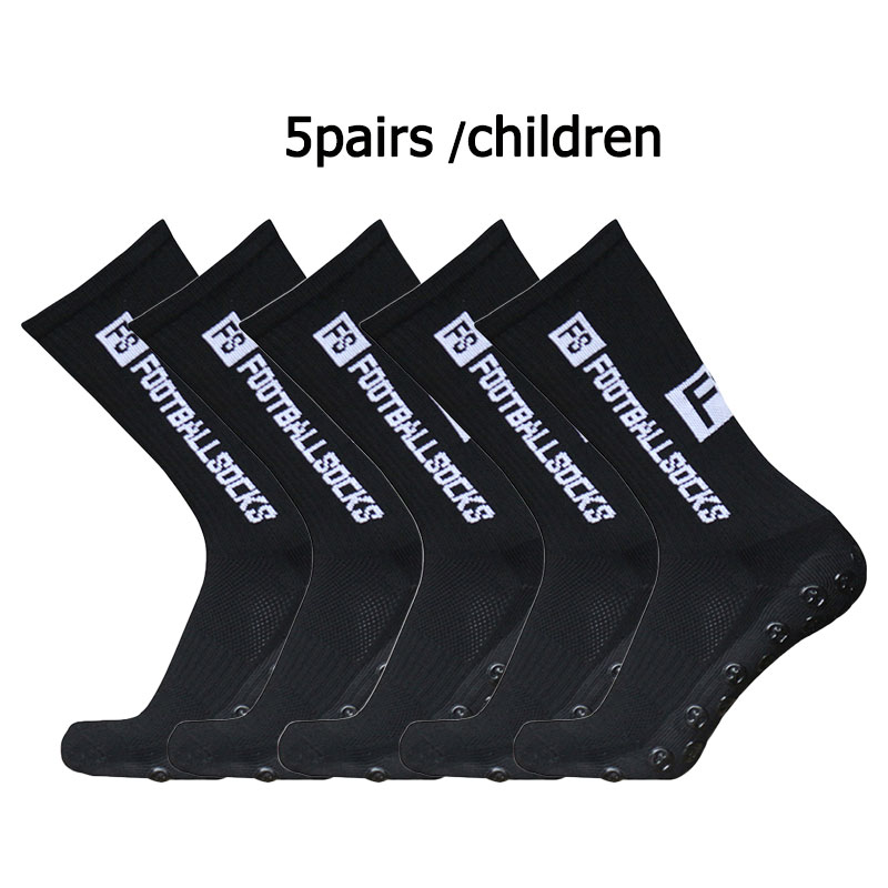 Calcetines deportivos transpirables para niños y adolescentes, medias cuadradas de silicona, antideslizantes, con mango firme, Soc, 5 pares, 34-39, novedad: Negro