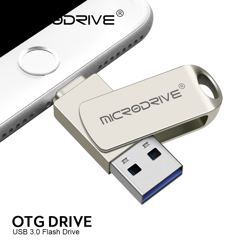 Rotate Usb 3.0 Flash Drive for iPhone with 2 in 1 USB-A to lightning interface 32-256GB pendrive for Iphone7/8/9/11/12/13 / Ipad