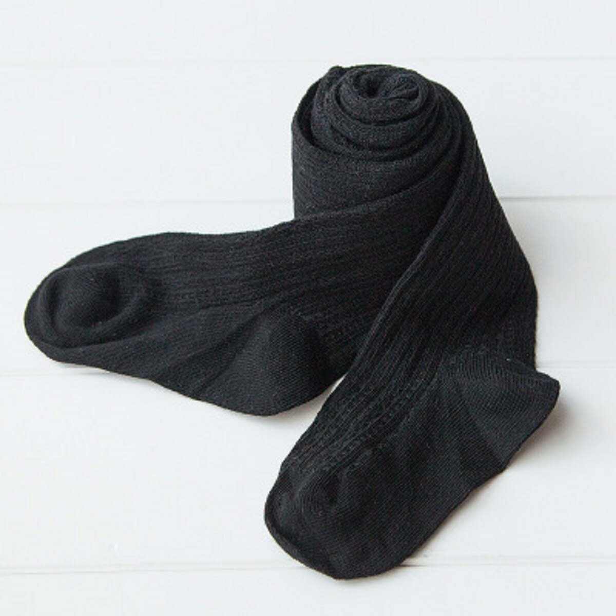 6 cores do bebê crianças meninas da criança collants sólido quente meias meias meias kintting antiderrapante calças meias: Preto / 2-4 Years