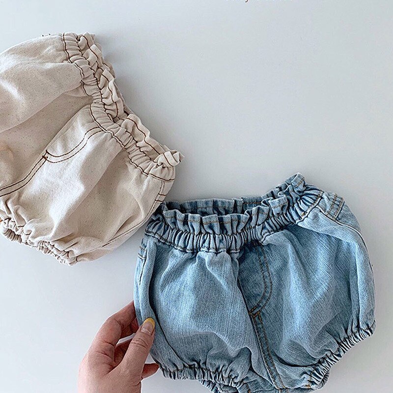 Sommer baby shorts ensfarvede korte bukser baby drenge denim shorts spædbørn piger pp bukser børn fritidsbukser