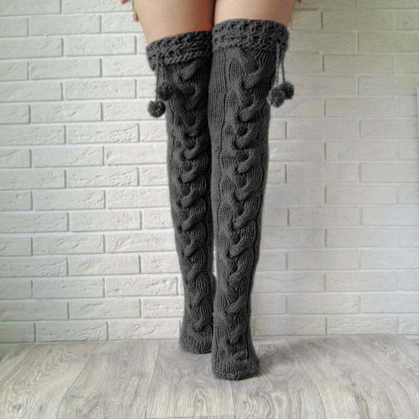 Women Stockings Cable Knit Extra Long Boot Over Knee Thigh Stocking Leg Warmers Winter Warm Stocking calcetines largos mujer