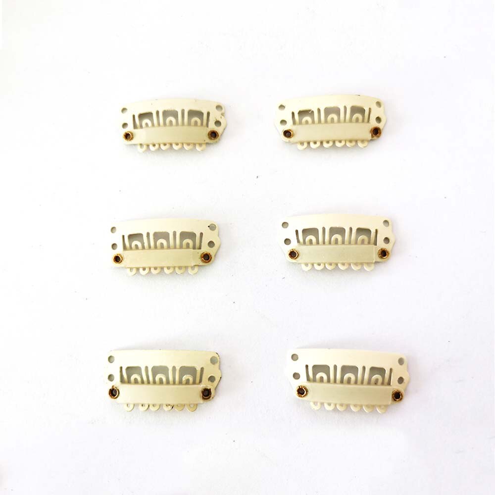 20pcs 2.8cm 6 teeth U Shape Snap Clips for Hair Extensions Wig Berets Caps Fix Clip-on Clips with Rubber BB Clips For Toupee DIY: Blonde