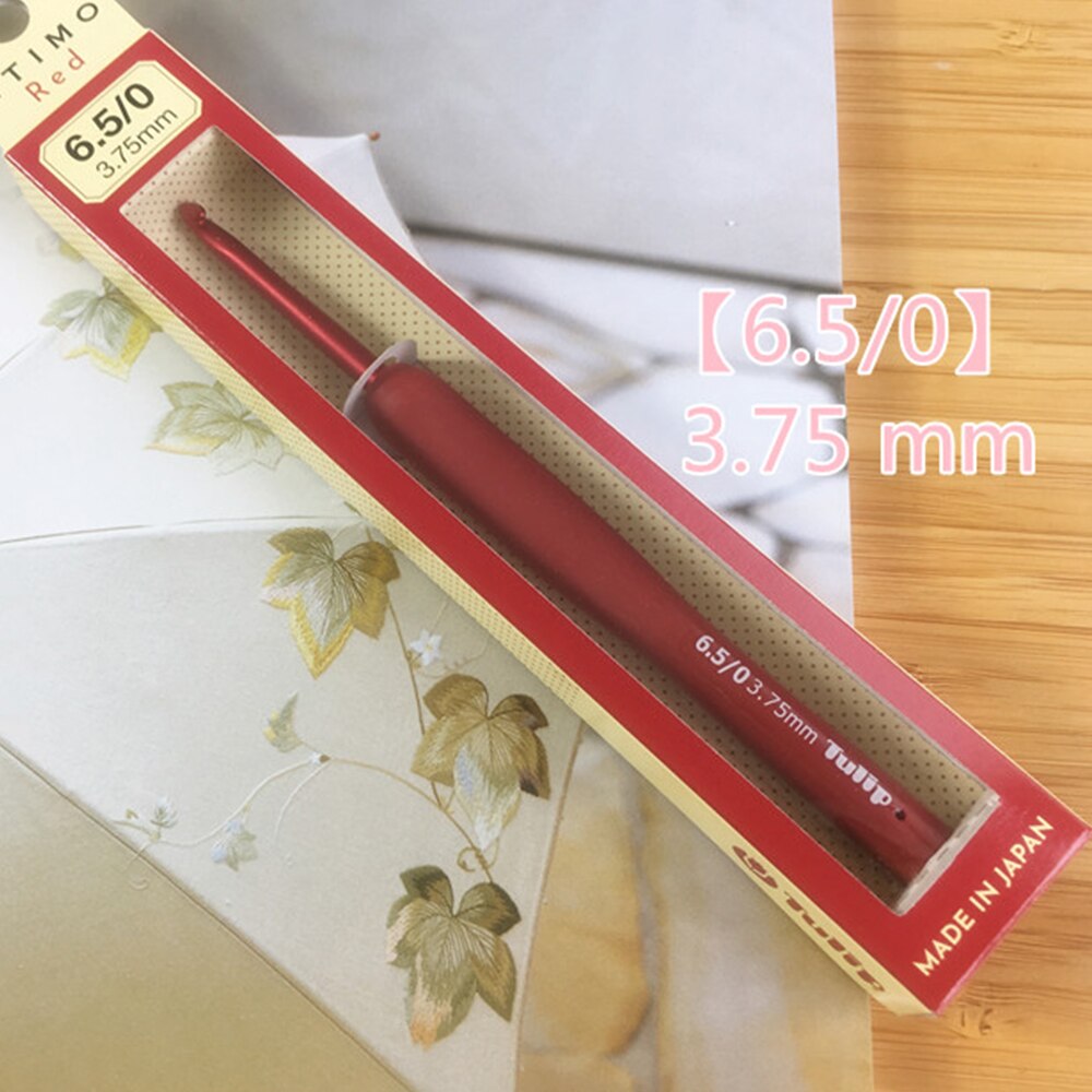 1PC Japan Tulip Brand Red Crochet Hook Aluminum Resin Knitting Needles Original authentic Upscale Imported Dia 1.8-6.5mm MMHXQ: 3.75mm