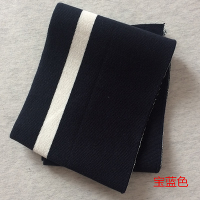 Puños a rayas de algodón, 15x95CM, 670gsm, tejido de punto elástico a rayas para escote, chaqueta de invierno, accesorios de ropa: NavyWhite