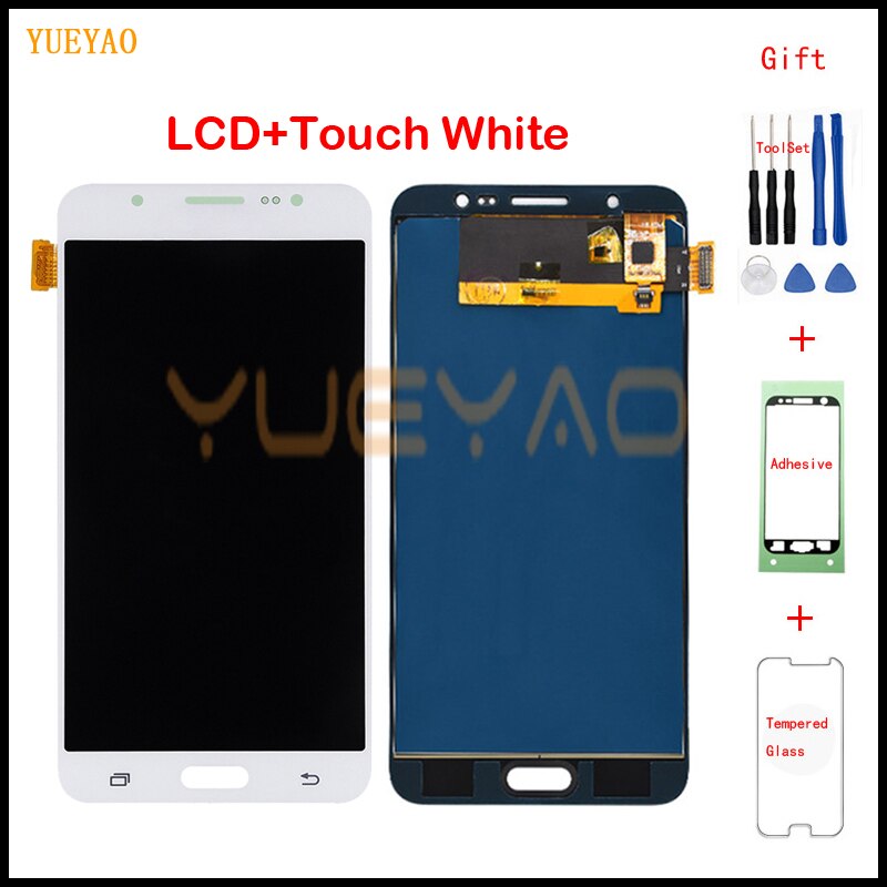 LCD Screen Replacement for Samsung Galaxy J7 J710 - Adjustable Brightness Display + Touch Digitizer Assembly: LCD White WithGift