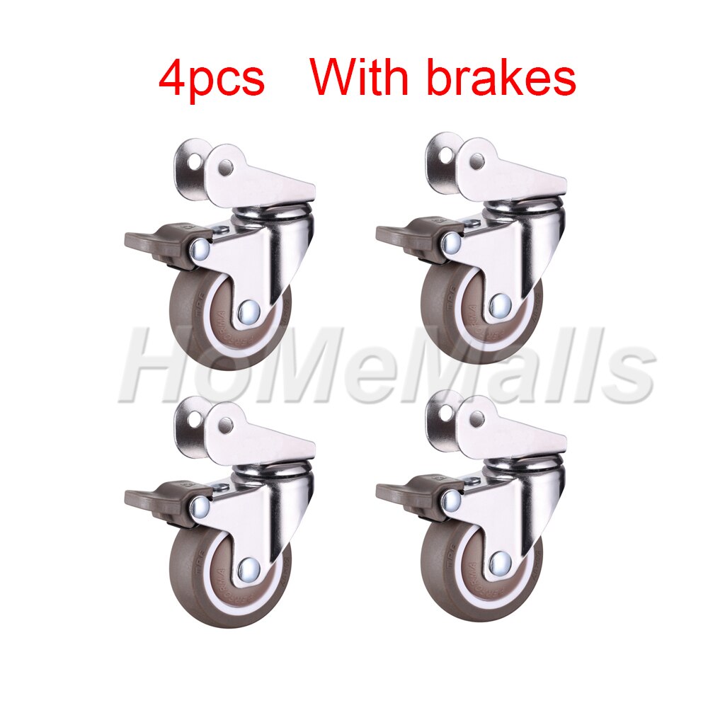 Ruedas para cunas y otros equipos pequeños, ruedas pequeñas que no dañan el suelo, 2/4 unidades: 2 inch / 4pcs With brakes