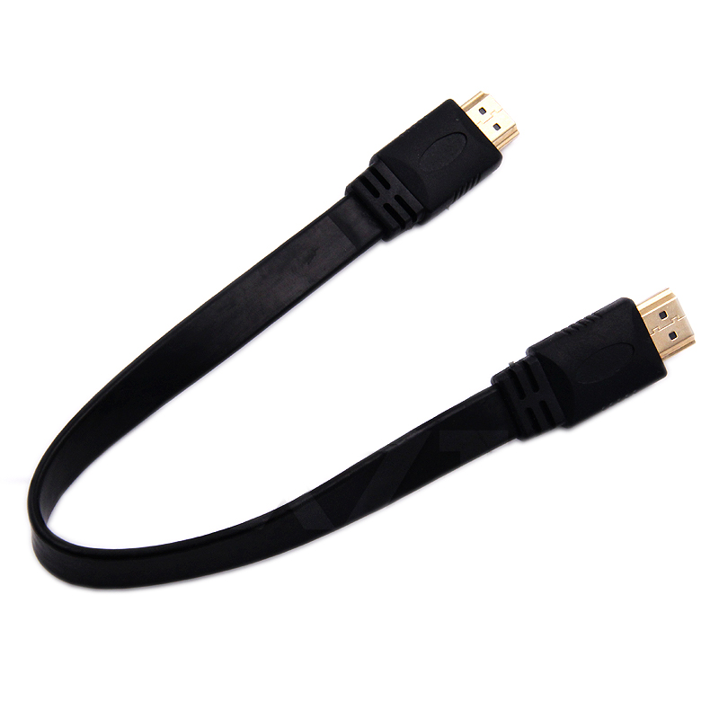 Czarny 30-centymetrowy krótki kabel Full HD zgodny z HDMI Obsługa wtyczki 3D męskiej na męską Płaski kabel do audio-wideo HDTV TV Wysoka jakość