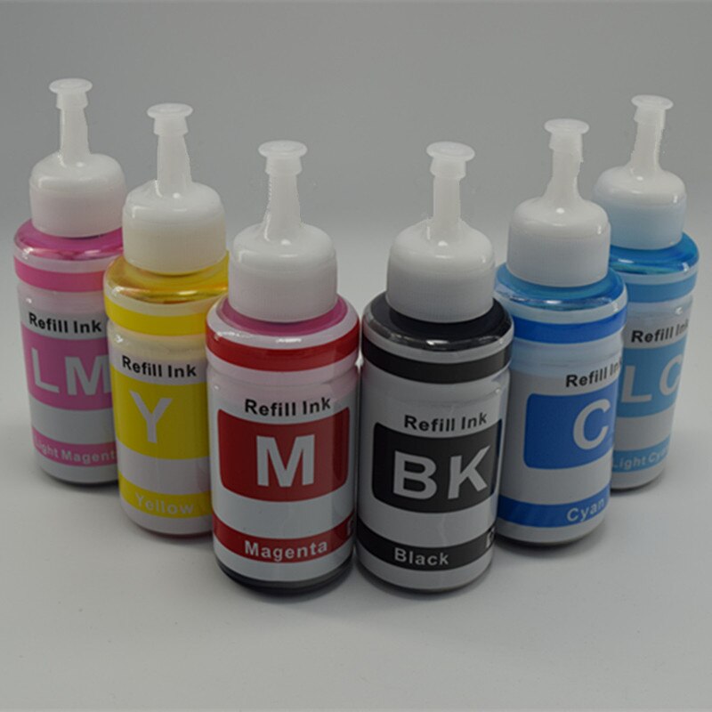 Kit de tinta de relleno No OEM, con base de inyección de tinta de 70ml, Kits para Epson L800 L801, cartucho de tinta de impresión No. T6731/2/3/4/5/6: 1 Set 6 x 70ML