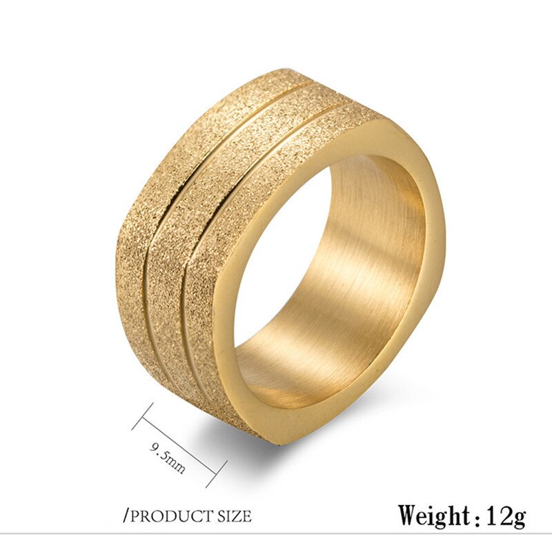 Pearl sand black/gold/silver color male fingers ring domineering square gold stainless steel ring for man accessories male jewel