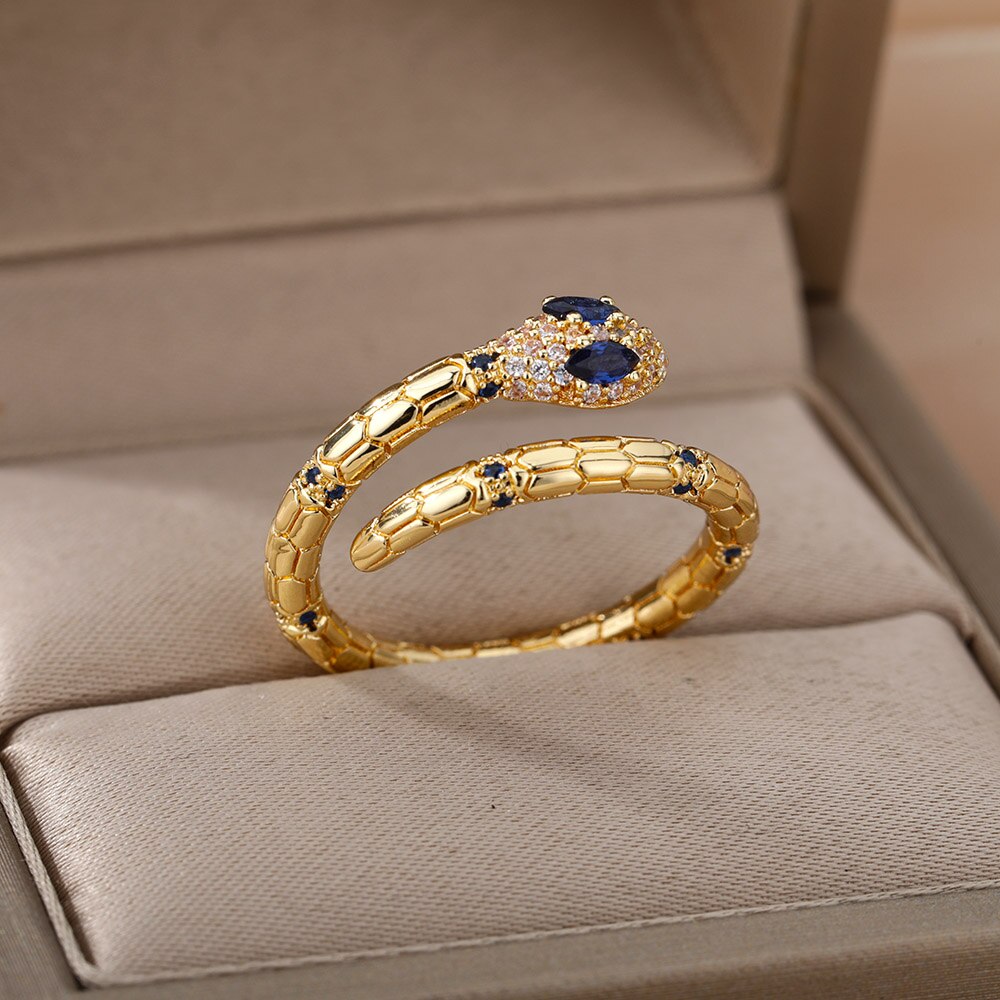 Schlangenringe für damen und mädchen, verstellbare fingerringe mit zirkonia, goldringe, eheringe, paarringe, schmuck, anillos mujer
