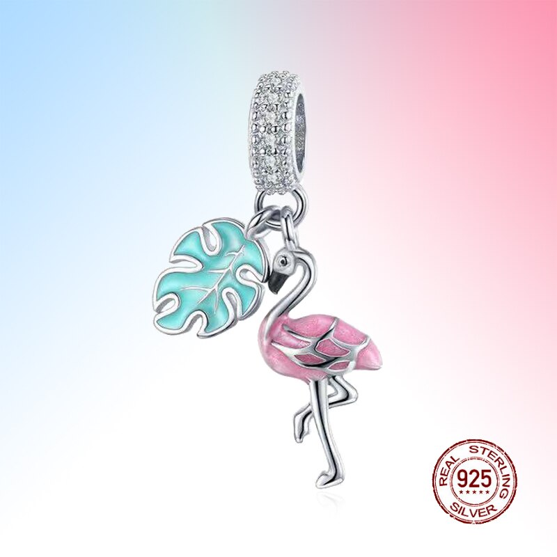muszla delfin flaming karp placki krab jednorożec urok bijoux emaliowane koraliki 925 srebro oryginalny patelnia bransoletka dama DIY biżuteria: WT0639