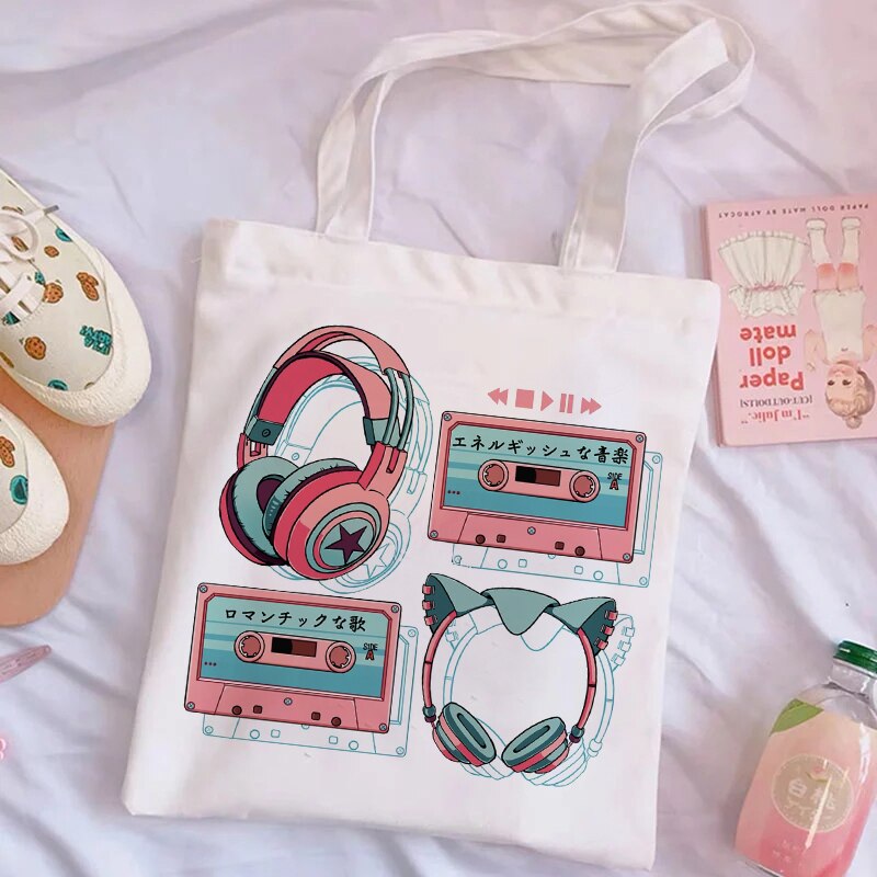 Esthetische Harajuku Herbruikbare Canvas Tas Dames Schoudertas Boodschappentas Boodschappentas Dames Handtas Handtas.