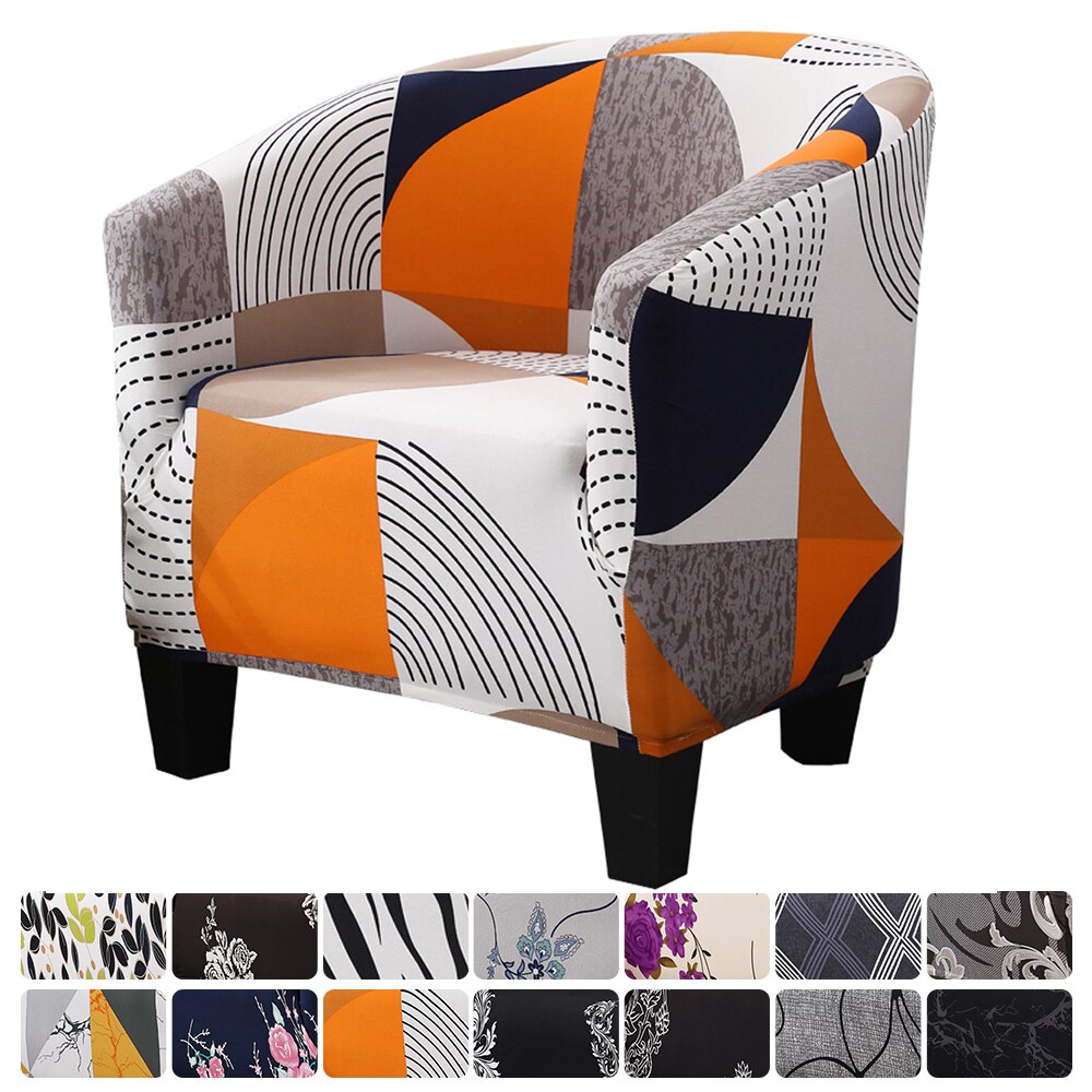 Club Chair Slipcover Stretch Armchair Covers Printed Tub Chair Cover Sofa Cover Spandex Couch Covers For Bar Counter Living Room