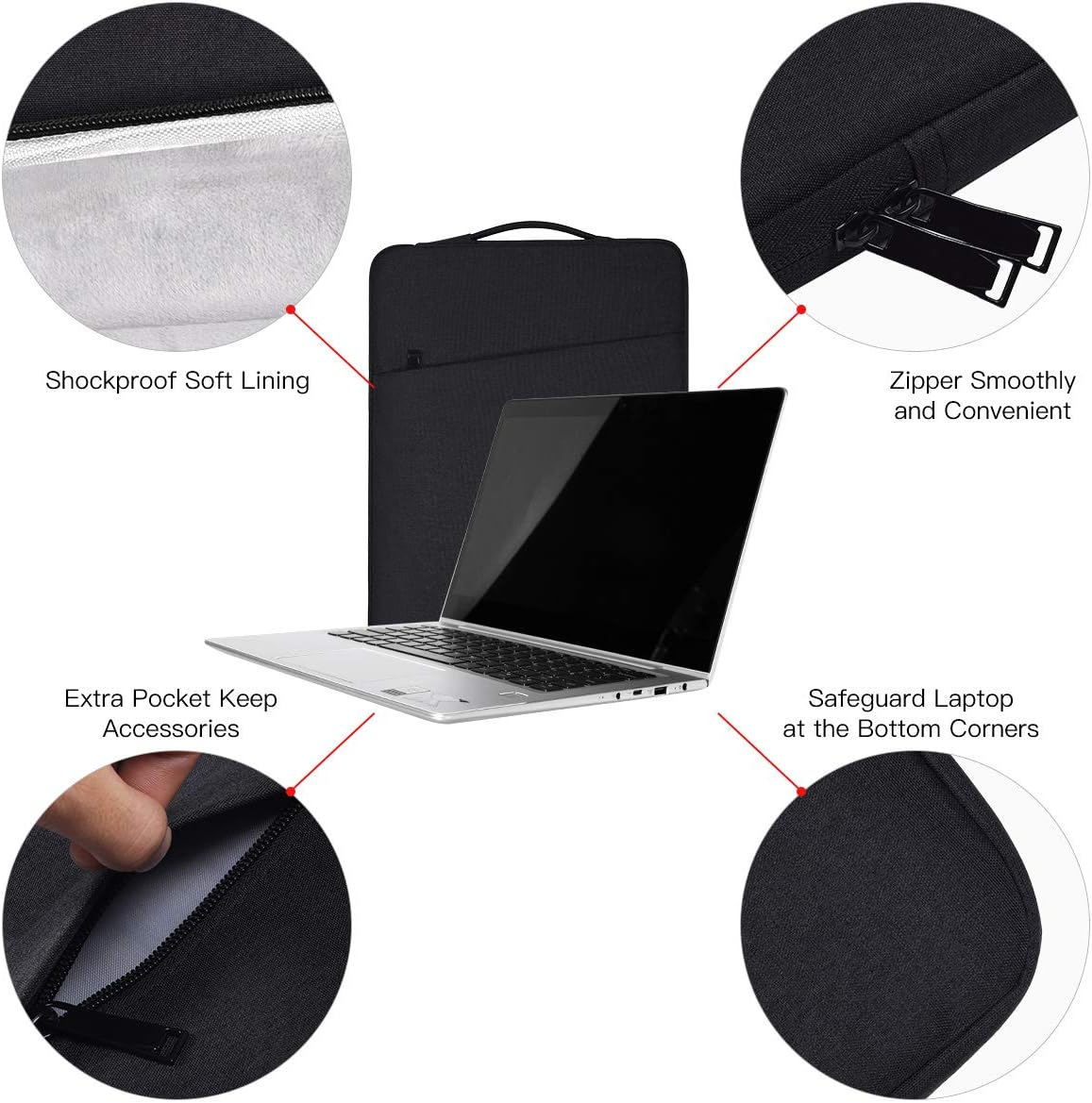 Housse pour ordinateur portable 15.6 "étui pour Lenovo IdeaPad/ThinkPad HP 15.6" pavillon Envy x360 ASUS Chromebook Dell Inspiron Acer sac à main
