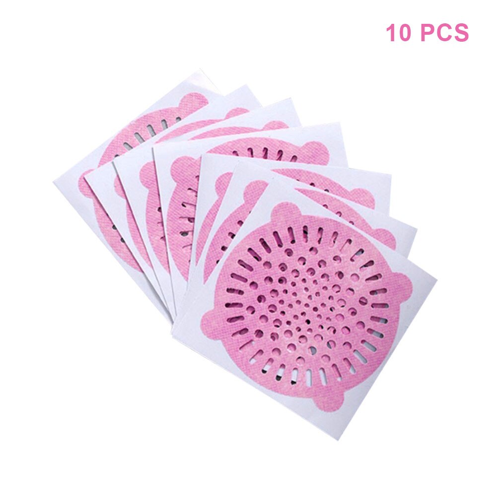 Filtro de agua desechable para desagüe de suelo no tejido, 10 Uds., filtro para el pelo, filtro para el pelo, JAN88: Rosa
