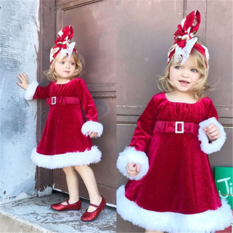 Emmababy børn piger julen runde santa kjoler fritid komfort baby pige kostume linning kjole