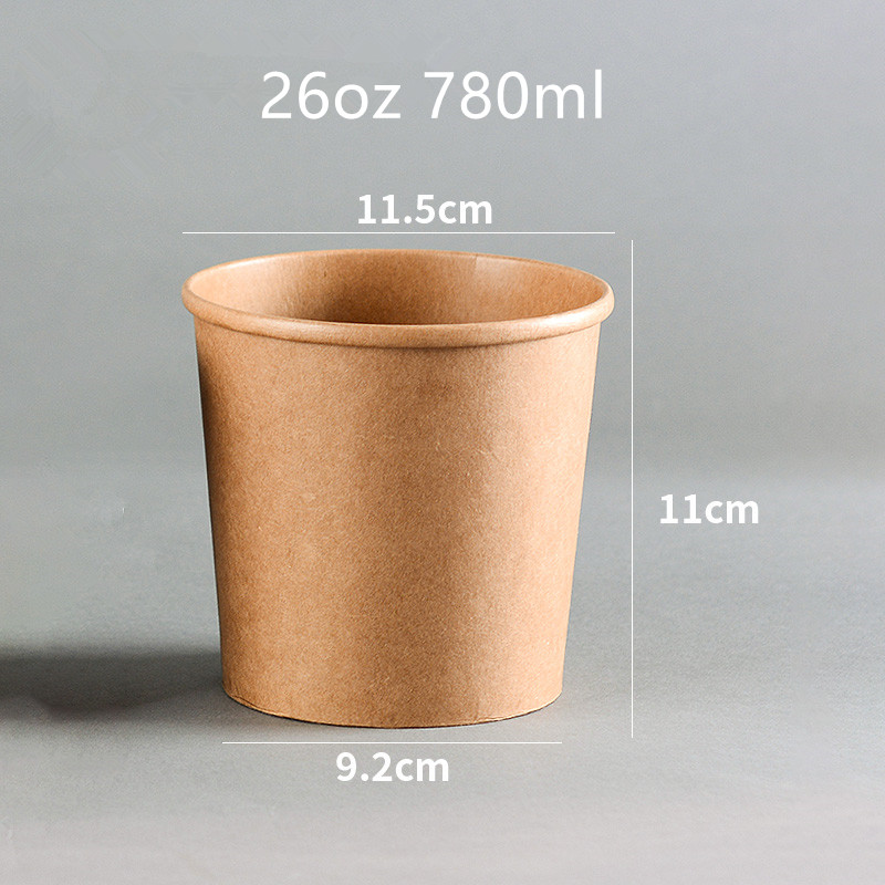 50pcs round disposable food salad soup takeaway packaging cups 12oz/16oz/26oz ice cream large paper cup with lid