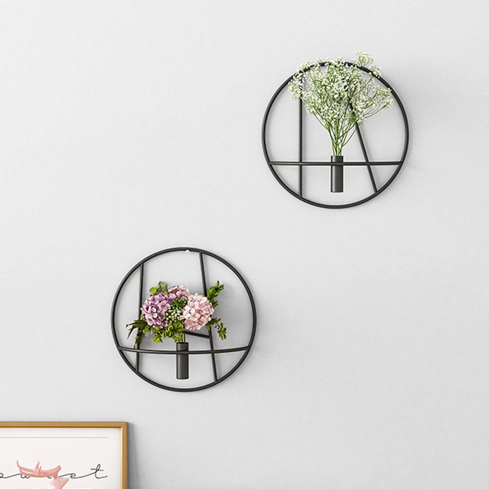 Metal Geometric Candlestick Modern Art 3D Circle Metal Candle Holder Wall Hanging Flower Vas for Home Bedroom Decoration Crafts