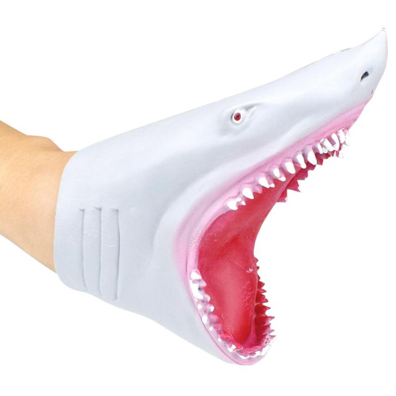 de modelismo tiburón de mano marionetas de guantes vinilo PVC suave Animal figura cabeza vívidamente los niños de juguete