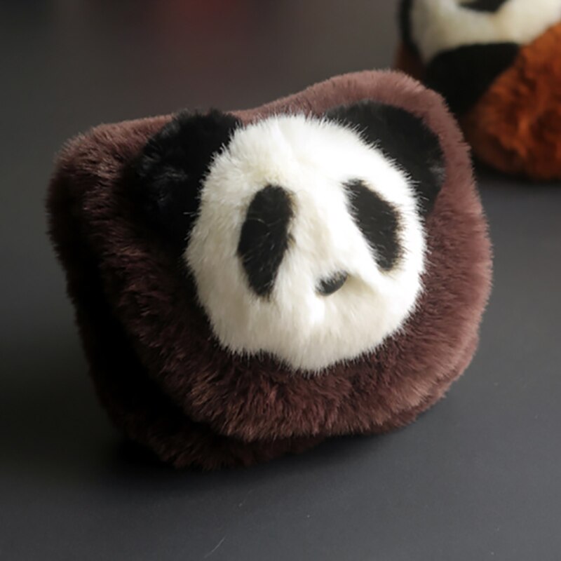 17*17.5 cm Jongens Meisjes Leuke Cartoon Panda Patroon Faux Fur Messenger & Schoudertassen Mode Zachte Kinderen Haak & Loop Handtassen