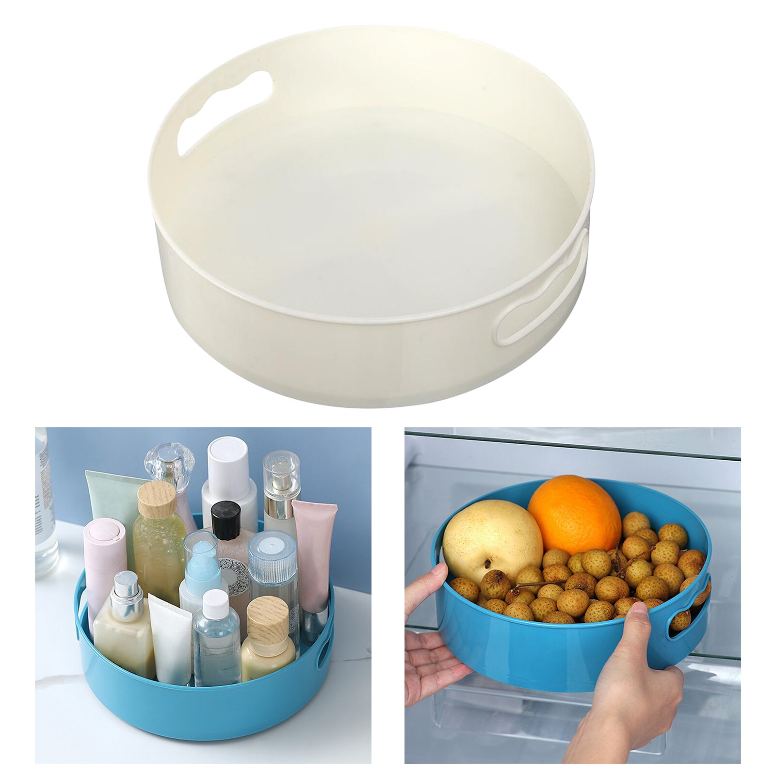 Plateau tournant pour bouteilles d&#39;épices, 360 récipients de rangement antidérapants pour la cuisine et la salle de bain: White