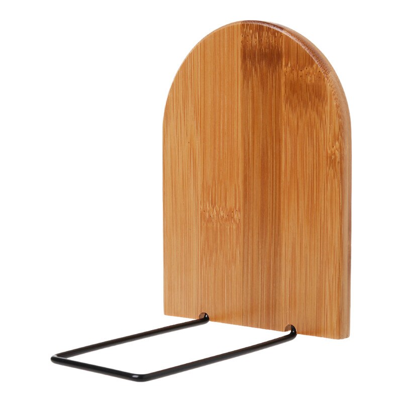 1pc træ bogholder bogender desktop organizer kontor hjem natur bambus bogstøtter bogholder holder hylde: L