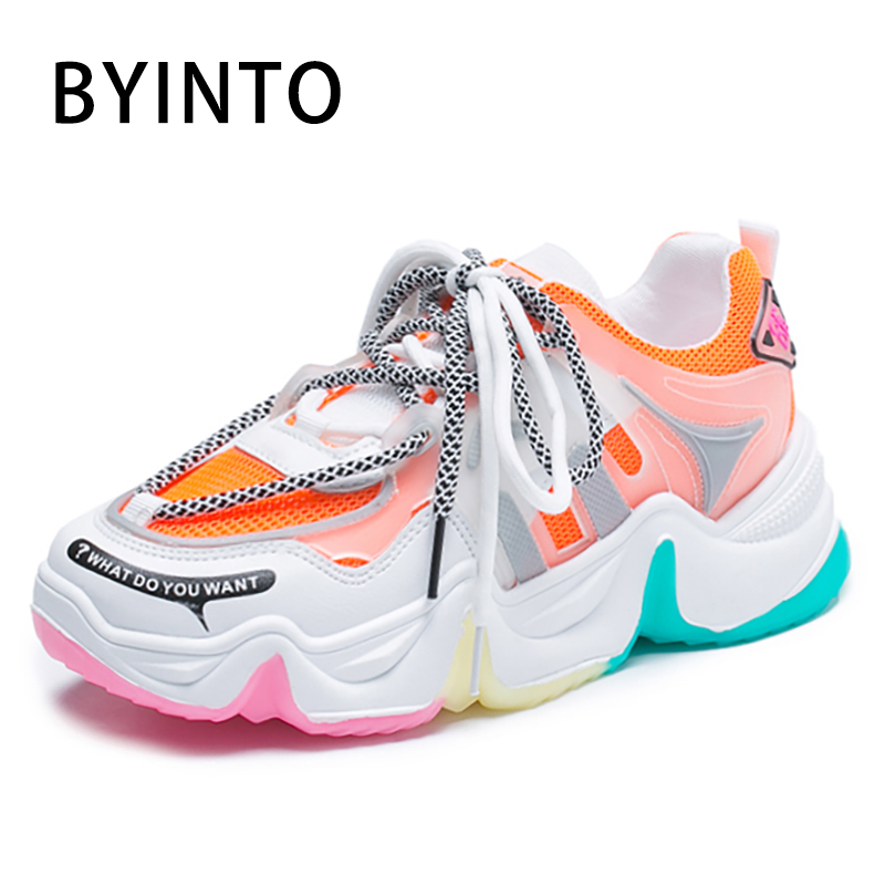 Kosz Femme 2020 platforma Wedge kobiety Sport Tenis buty tęczy grube dno Sneaker kobieta siłownia obuwie Tenis Feminino