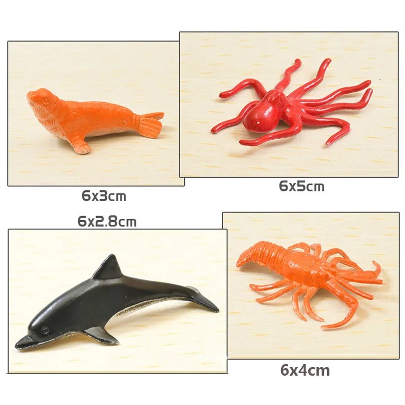 56 stks/set Plastic Gesimuleerde Zeeleven Speelgoed Model Realistische Zeedieren Walvishaai Dolfijn Schildpad Speelgoed Voor Kinderen Kerstcadeaus