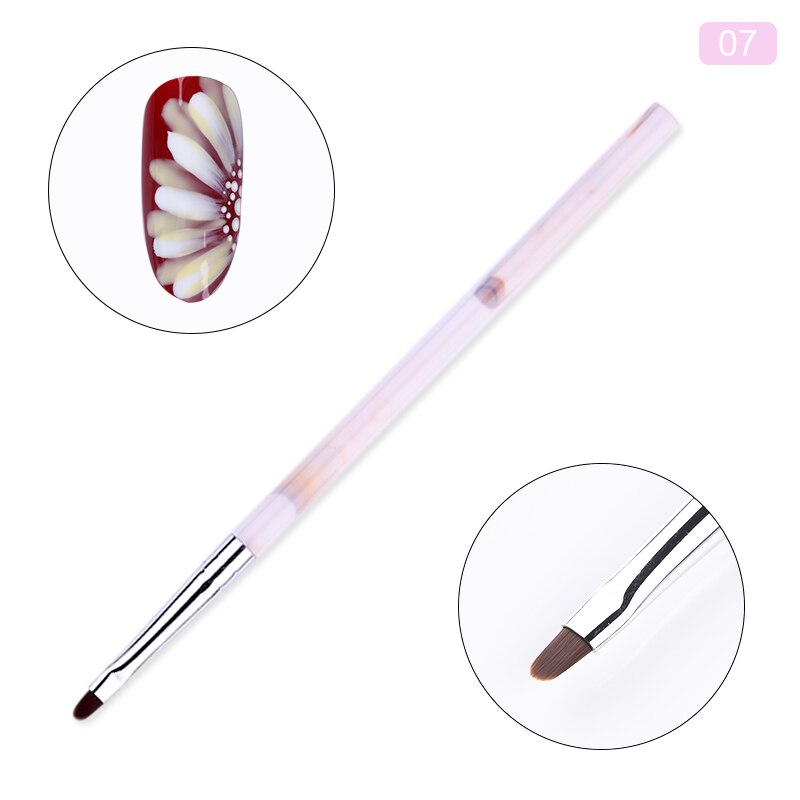Marmorhandtag nagelkonst akrylborste uv gel liner ritpenna blomma carving måla penslar nail liner diy nail art verktyg: Mönster 7