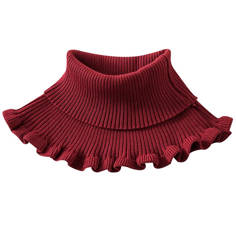 femmes hiver rouge noir épais tricot anneau écharpe Tube femmes tricoté écharpe coupe-vent plus cou guêtre cou écharpe: Wine Red