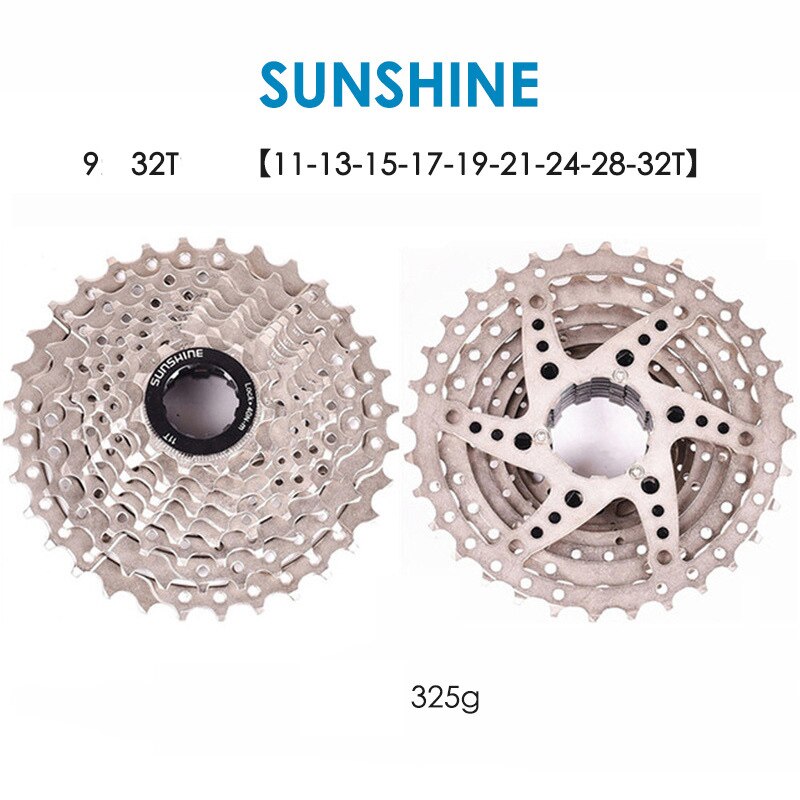 SUNSHINE 8/9/10/11/12S MTB 12 Speed 11-50T Cassette HG Standard 11-50T Ultralight Full Steel Lightweight 12S Sprocket Ultimate: 9S 32T Silver