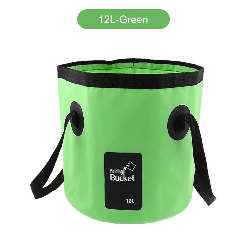 20L 12L Folding Bag Water Bucket Storage Container Water Carrier Waterproof Bags Portable For Outdoor Fishing Hiking Camping: Green 12L