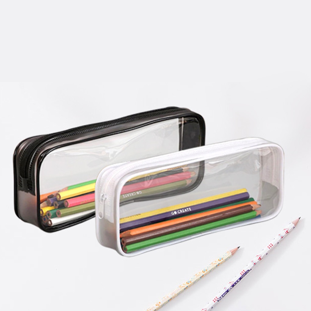 Transparent PVC Pencil Case Clear Stationery Bags Small Storage Bag Makeup Pouch School Supplies Storage Student Pen Bag