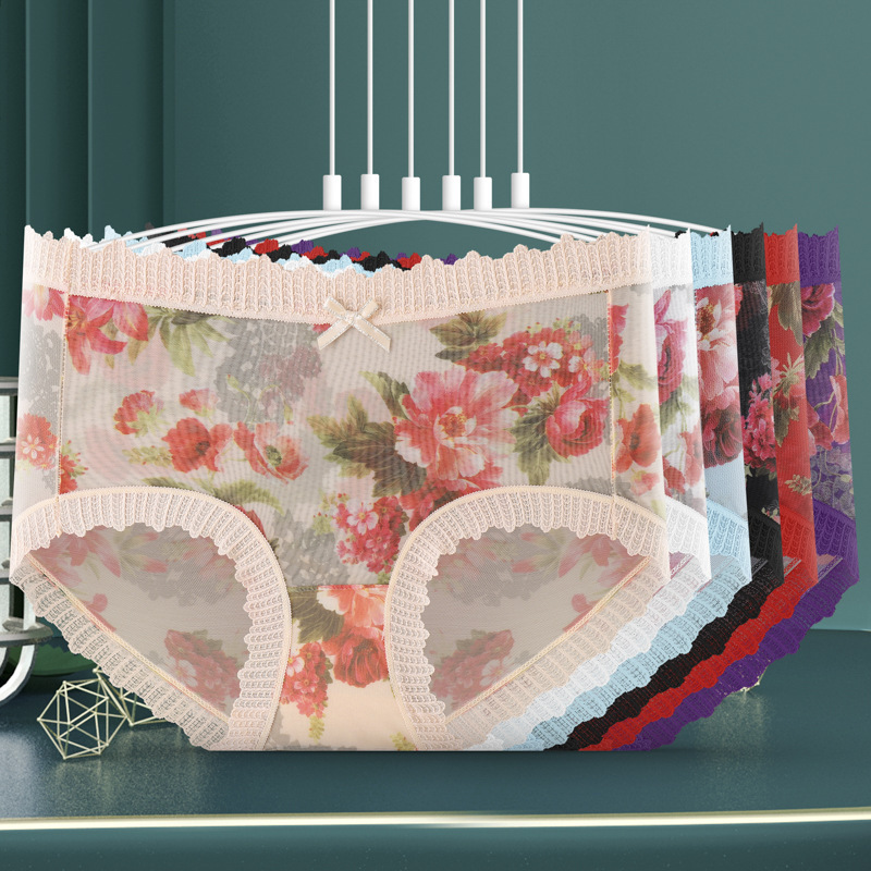 4 stuks sexy kanten slipje ultradunne ijszijde vrouwen ondergoed lingerie vrouwelijke dames bloemen panty ademende onderbroek 40-80 kg
