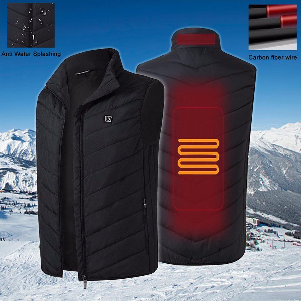Motorcycle Outdoor Electric Heated Vest Sports Riding Winter Thermal Clothing Feather Warm USB Infrared Heating Waistcoat
