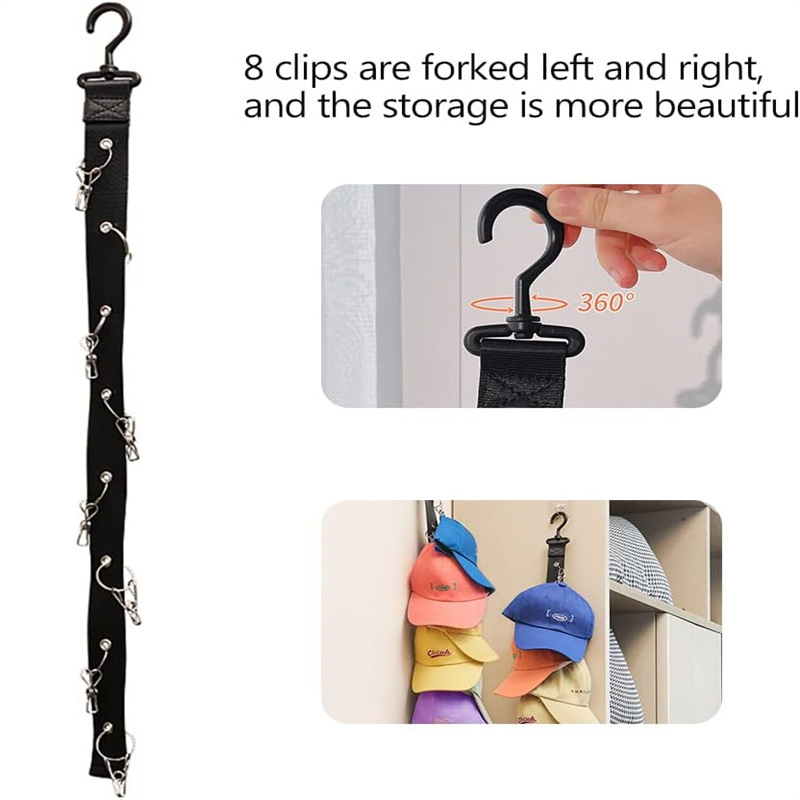 1Pc Hoedenrek 8 Clips Kast Hangende Cap Organizer Kast Haak Cap Houder Hoed Organizer Rack Perfecte houder en opslag