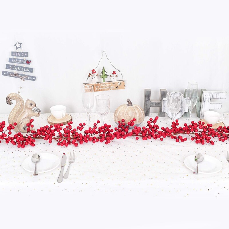 Guirlande de noël de baie rouge de 6.39FT, guirlande artificielle Flexible de baie pour la décoration de cheminée pour le décor de noël d'hiver