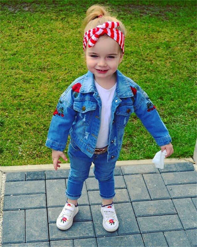 1-5 Years Baby Girl Jacket Embroidery Denim Casual Coat Button Outerwear Toddler Kids Coat Outerwear Autumn Clothes