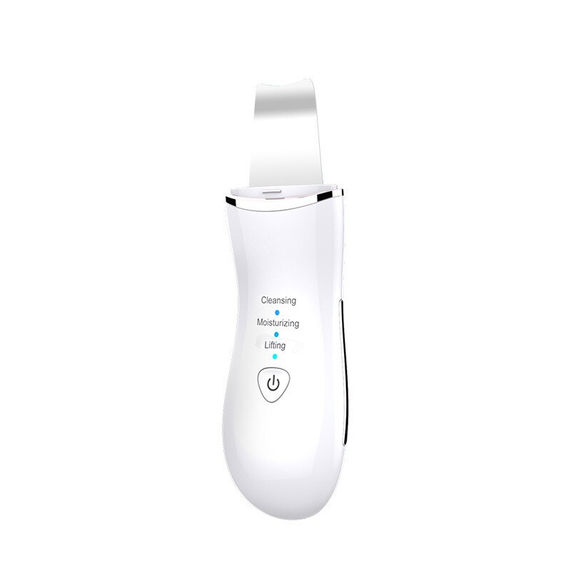 CF073 Facial Ultrasonic Skin Scrubber Microcurrent Face Massage Blackhead Remover Pores Cleaning Peeling Skin Care Beauty Tools: White