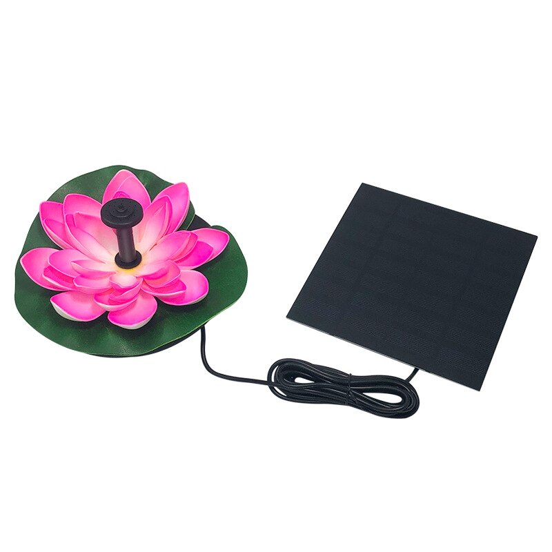 Solar Lotus Fountain Lotus Flower Fountain Solar Fountain Water Pump Garden Fountain Pond Courtyard Landscape: pink