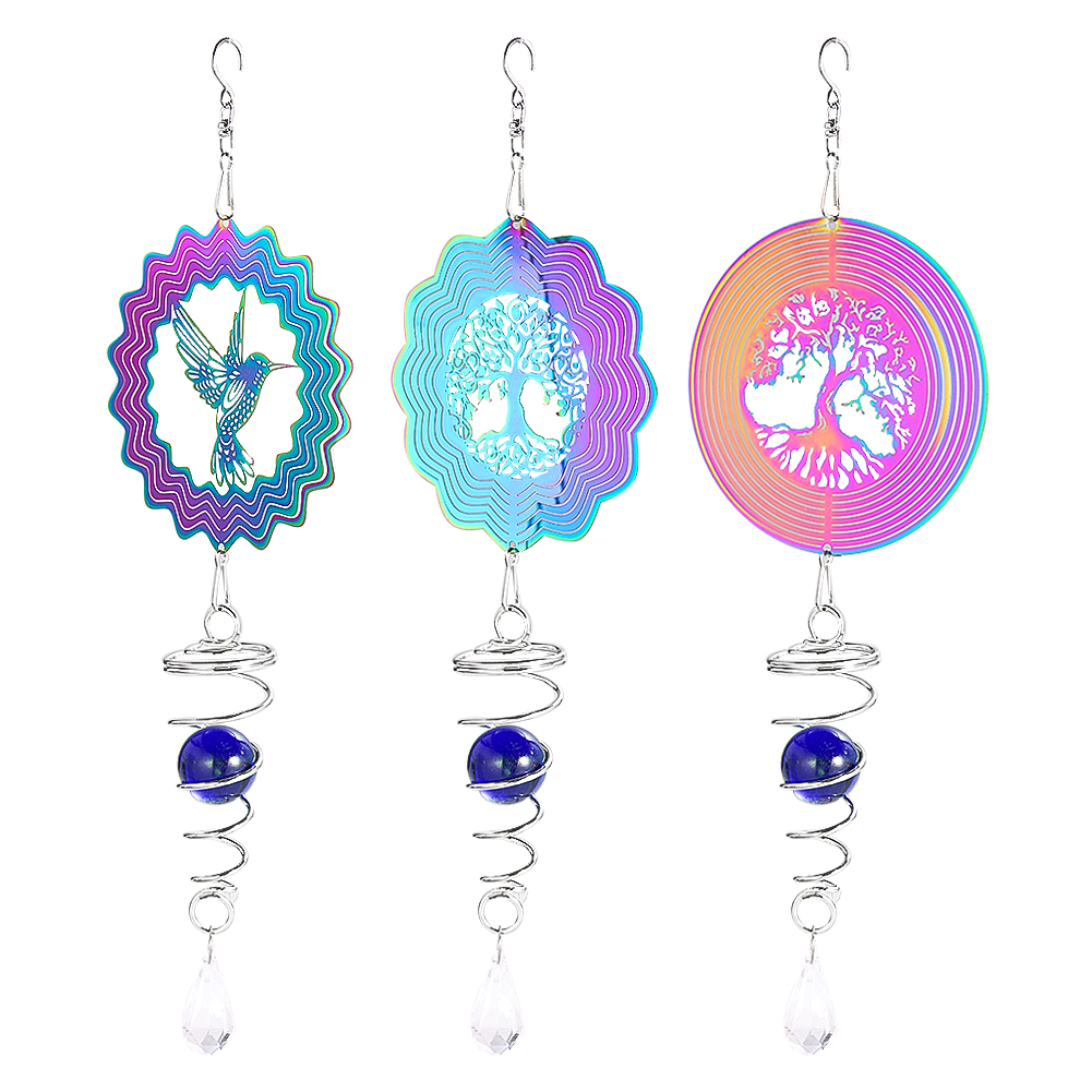 Stabilisateur de vent de couleur dégradée, boule d'observation, queue en spirale, arbre de vie, carillons éoliens, pendentif, décor suspendu de jardin