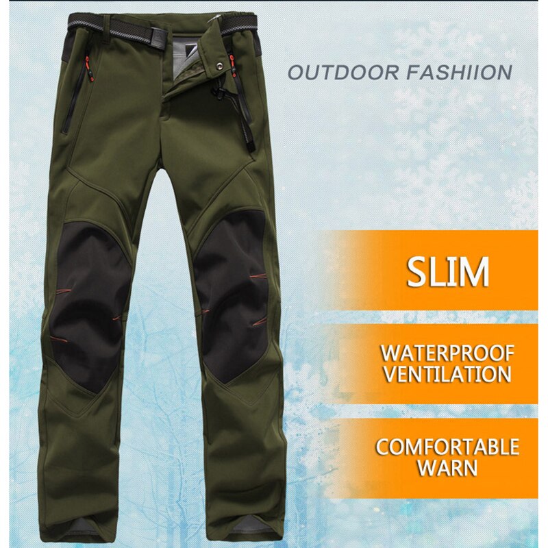 Men Winter Pants Waterproof Snow Ski Pants Thick Warm Soft Shell Pant Outdoor Camping Skiing Snowboard Sport Windproof Trousers