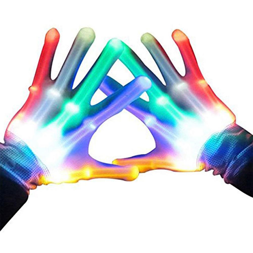 1 par unika led lysande handskar belysning blinkande fingerglöd blixt färgglada skeletthandskar dansklubb rekvisita fest för barn