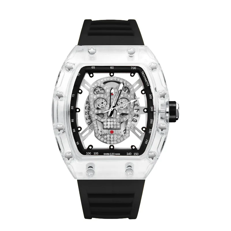 Luxe quartz herenpolshorloge 2025, modetrend, automatisch waterdicht herenhorloge, lichtgevende transparante horloges: Roze