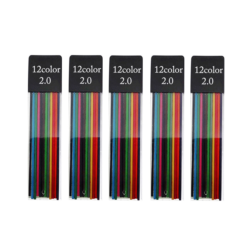 2.0 Mm Mechanical Pencil Full Metal Automatic 2mm Color Pen School Black Lead Color Refill For Painting Engineering Drawing: Pink