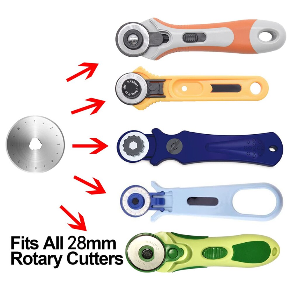 5Pcs 28mm Rotary Cutter Blades Replacement Spare Safety Blades Hand Held Refill Quilting Cutters DIY Fabric Leather Craft