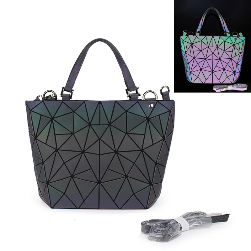 Blumen Poesie Frauen Bao Tasche Neue Geometrie Pailletten Spiegel Saser Einfachen Klapp Taschen Leucht Handtasche Frauen lässig Tote Bao Tasche: Mittel B