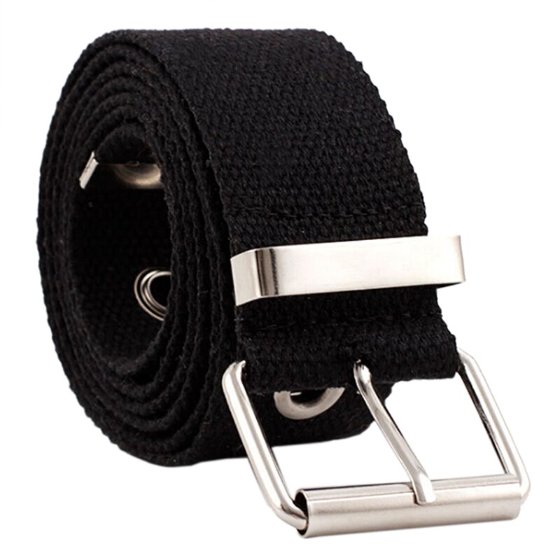 1Pc Studded Grommet Gaten Canvas Riem Gesp Oogje Stud Vrouwen Mode Tailleband: Black